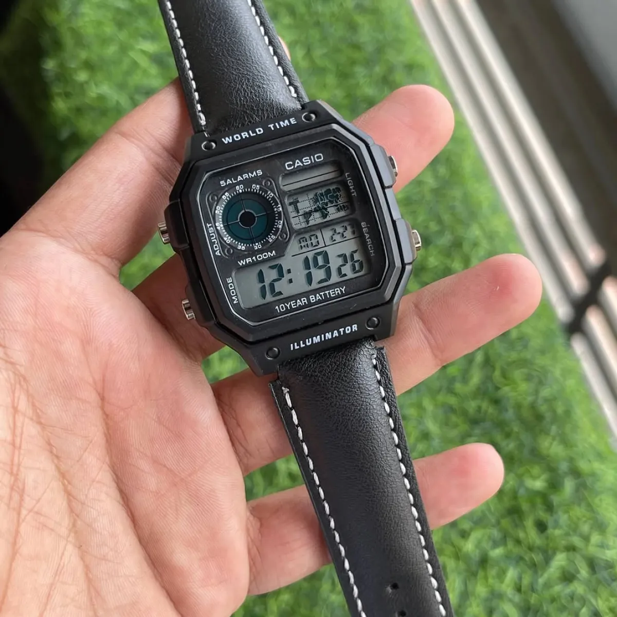Casio AE-1200WHL-5AVDF World Time Digital Leather Belt Watch