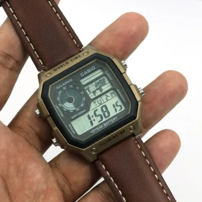 Casio AE-1200WHL-5AVDF World Time Digital Leather Belt Watch_img_1