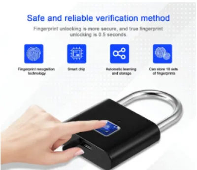Mini Keyless Smart Security Lock Fingerprint Padlock For Cabinet Box Waterproof Fingerprint Padlock_img_0