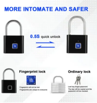 Mini Keyless Smart Security Lock Fingerprint Padlock For Cabinet Box Waterproof Fingerprint Padlock_img_1