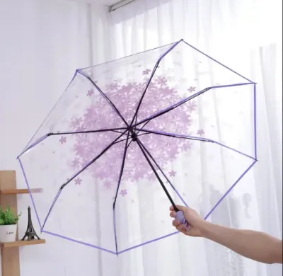Transparent Cherry Blossom Folding Umbrella_img_3