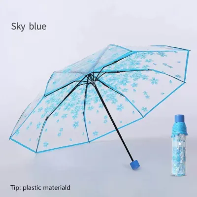 Transparent Cherry Blossom Folding Umbrella_img_2