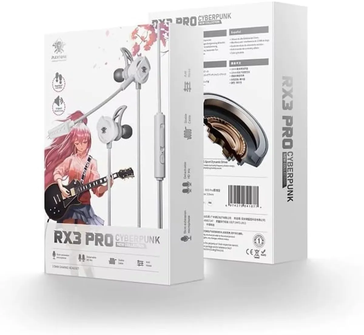 RX3 Pro Gaming Headphones, Wired Type-C, Over-Ear, Grey, 16 Ohm Impedance, Dual HD Noise-Cancelling Mic, 20Hz Frequency Response, 10MW Sensitivity, Curved Jack
