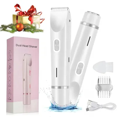 Waterproof Rechargeable Womens Electric Hair Remover Dual-Head Full-Body Shaver Wet/Dry Compatible Washable ABS Material_img_0