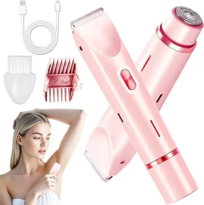 Waterproof Rechargeable Womens Electric Hair Remover Dual-Head Full-Body Shaver Wet/Dry Compatible Washable ABS Material_img_1