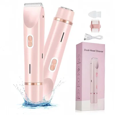 Waterproof Rechargeable Womens Electric Hair Remover Dual-Head Full-Body Shaver Wet/Dry Compatible Washable ABS Material_img_3