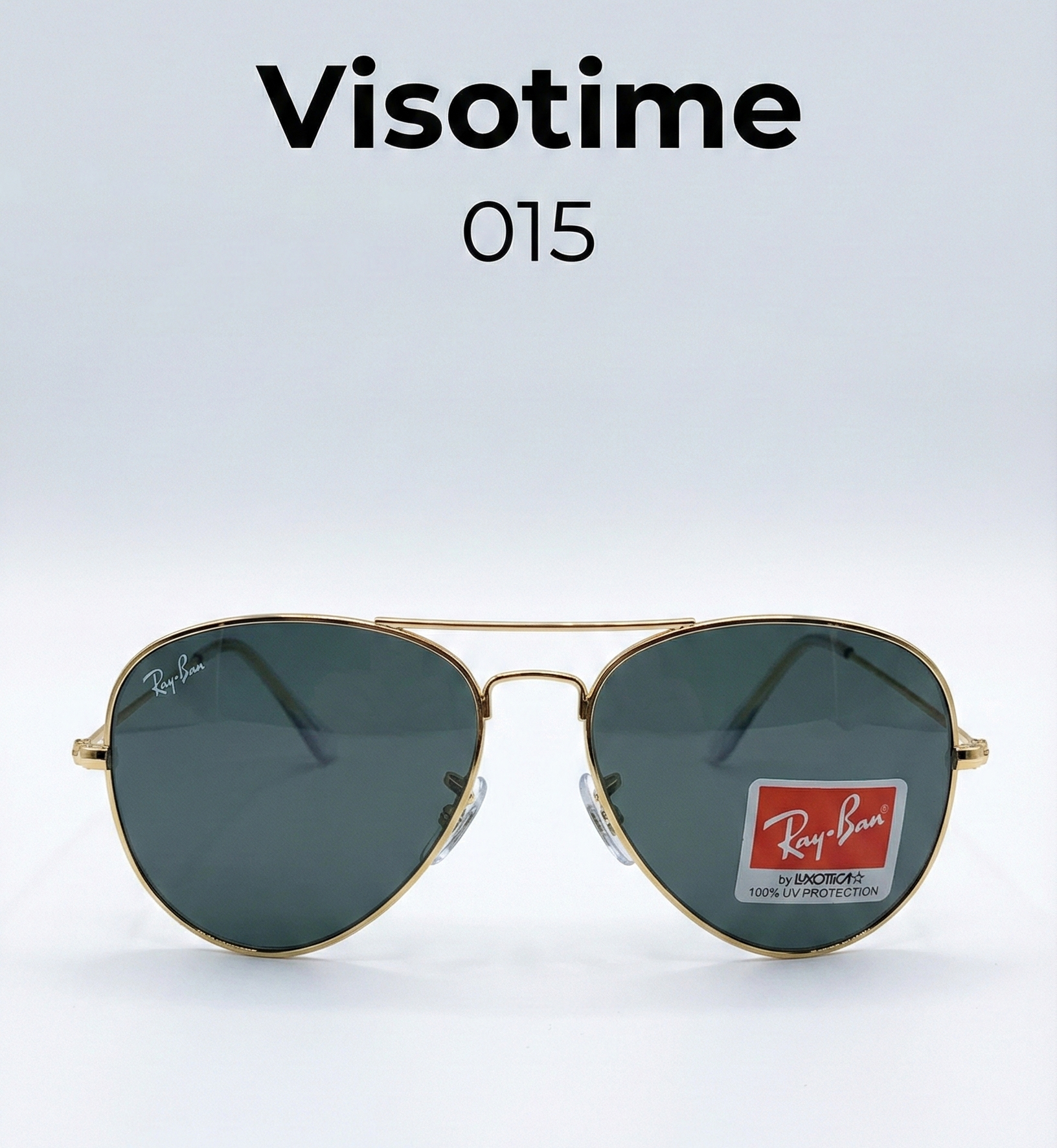 Classic Gold-Tone Aviator Sunglasses – Dark Green Lens (Model 0015)