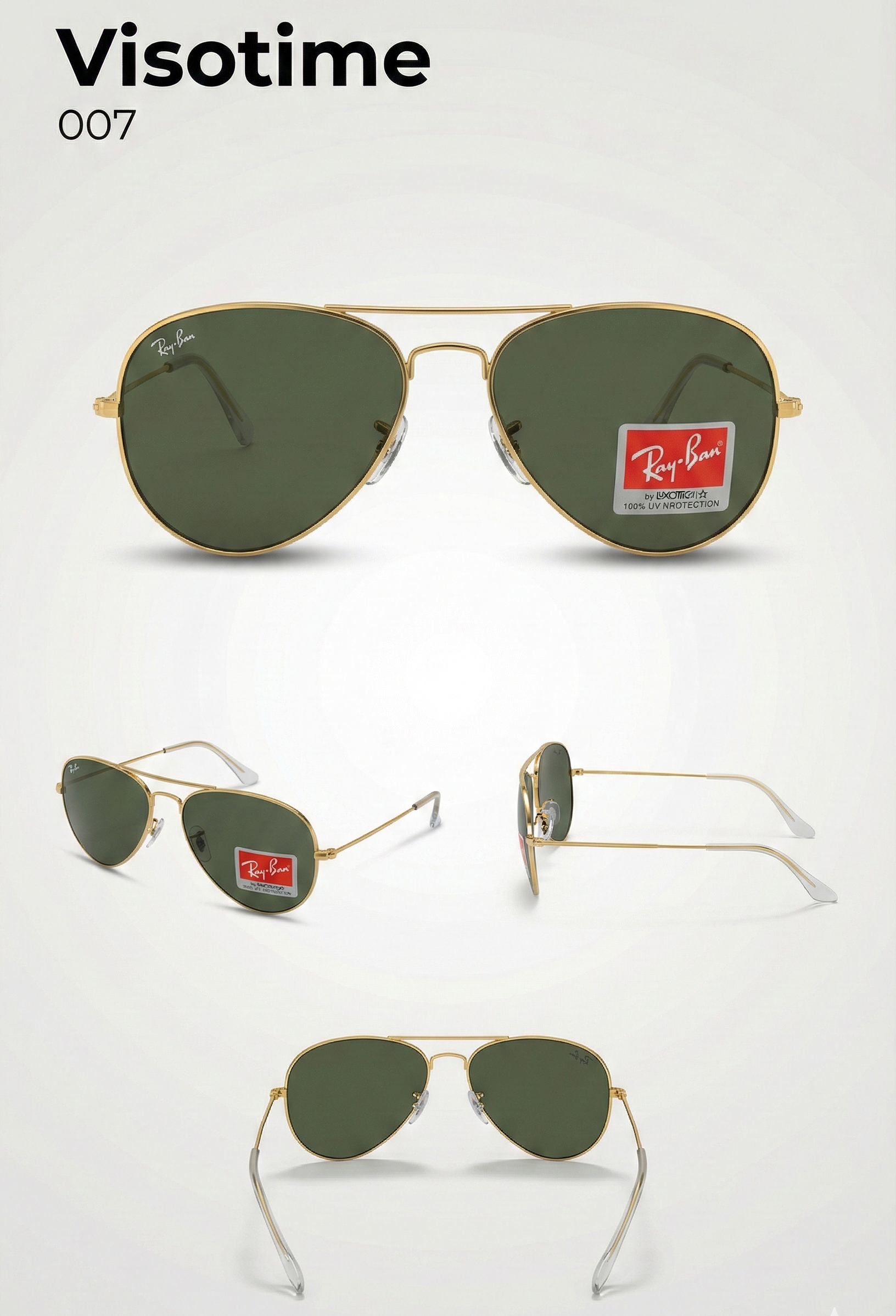 Classic Gold-Tone Aviator Sunglasses – Dark Green Lens (Model 0015)_img_4