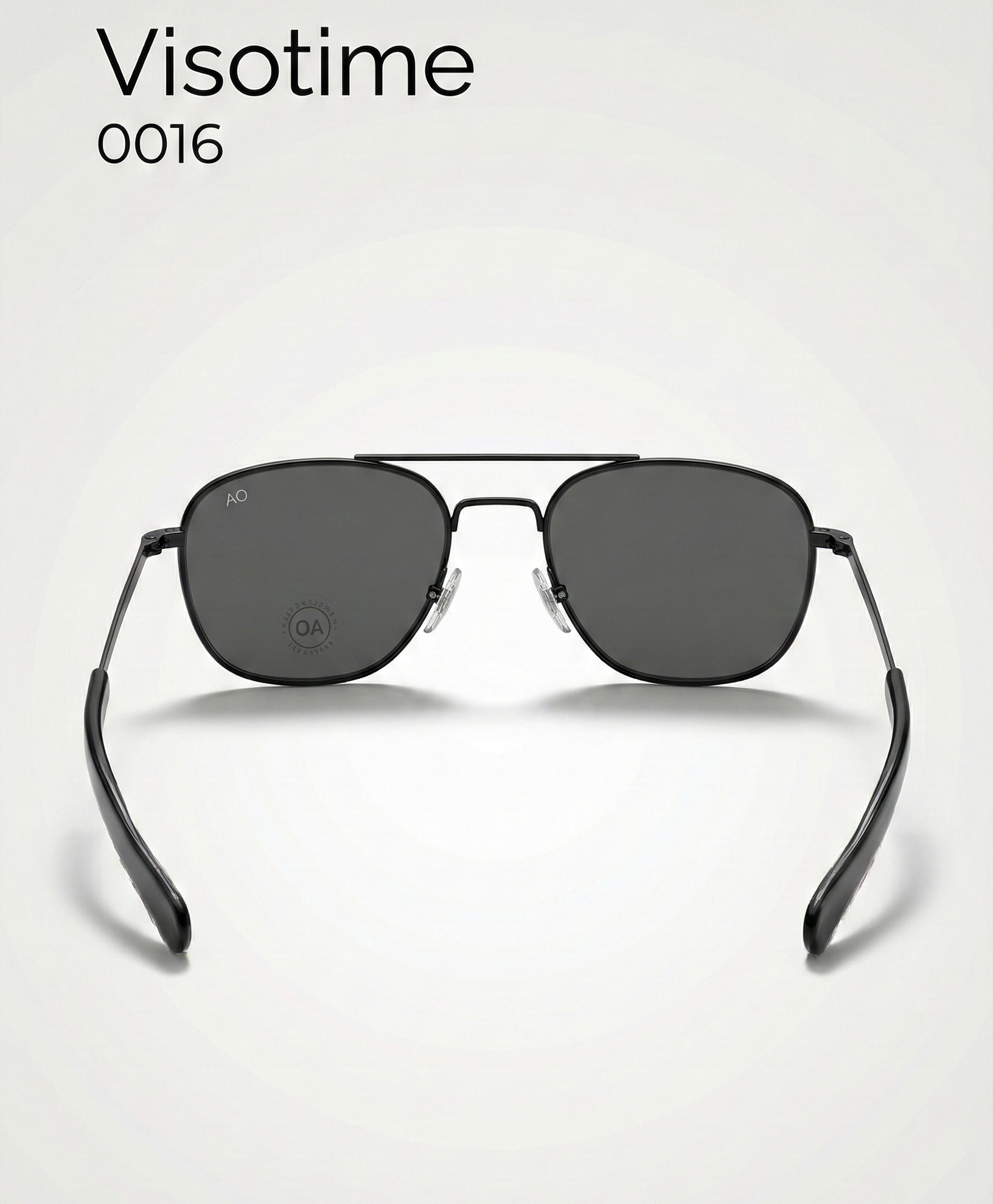 Classic Black Pilot Sunglasses "AO" on lens/temple, "Diamond Hard" sticker on lens._img_3