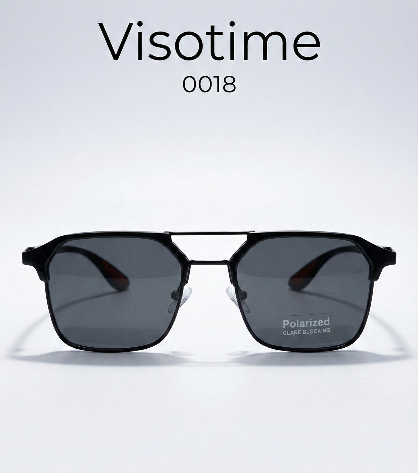 Visotime Men’s Geometric Double-Bridge Polarized Sunglasses (Model 0018)