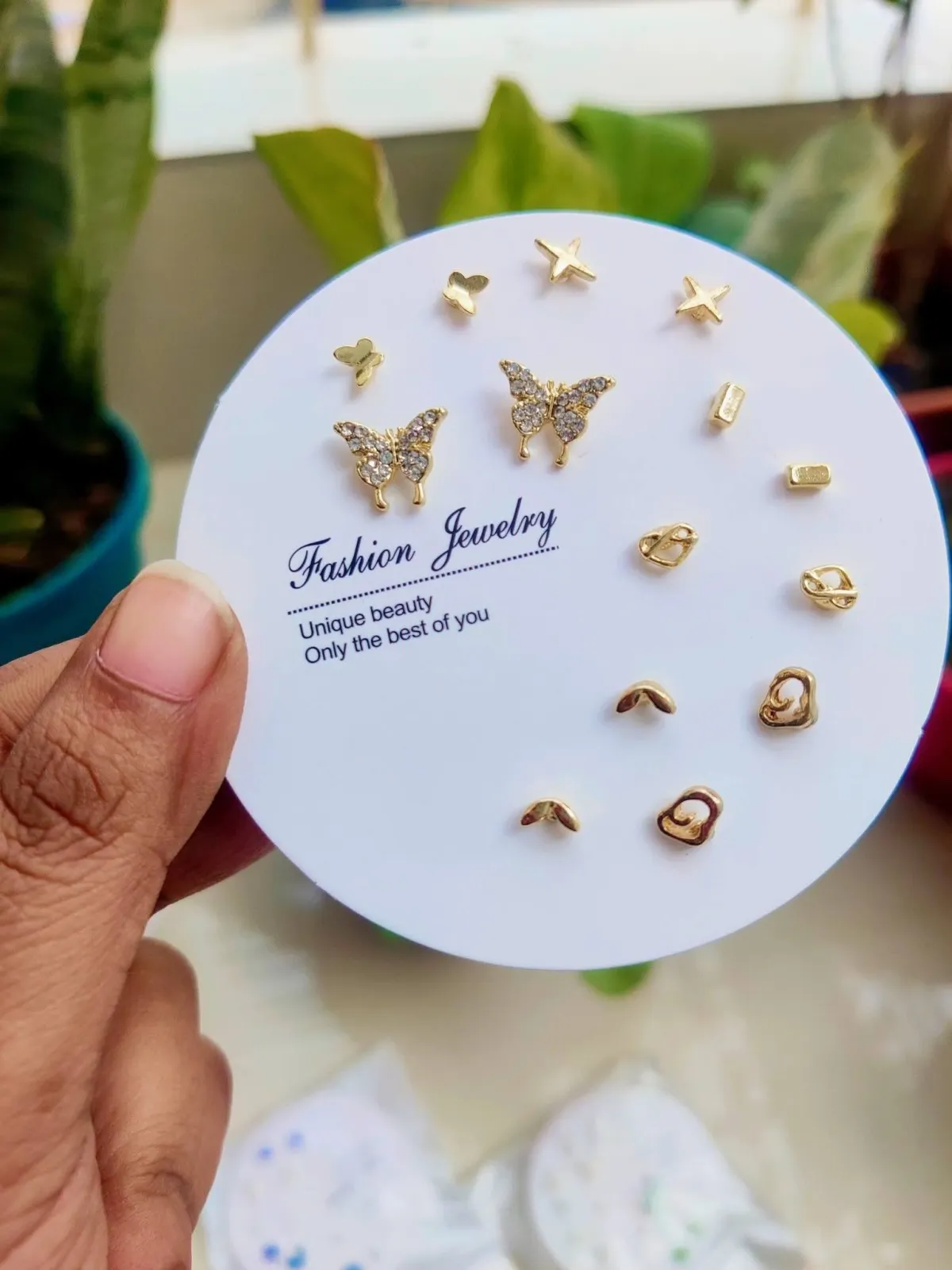 Elegant Mix & Match Earrings Set (7 Pairs) - Golden Butterfly - Image 1