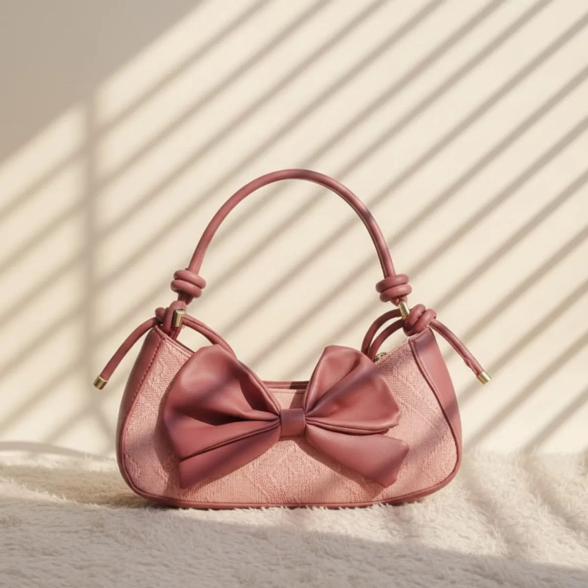 Chic Bow Shoulder Bag with Textured Finish (Available in Multiple Colors) - Image 1