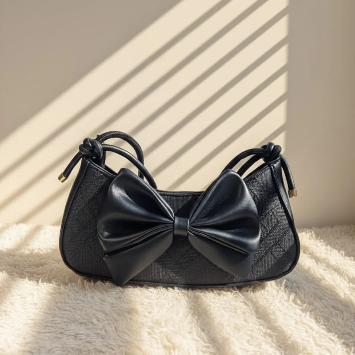 Chic Bow Shoulder Bag with Textured Finish (Available in Multiple Colors) - Image 2