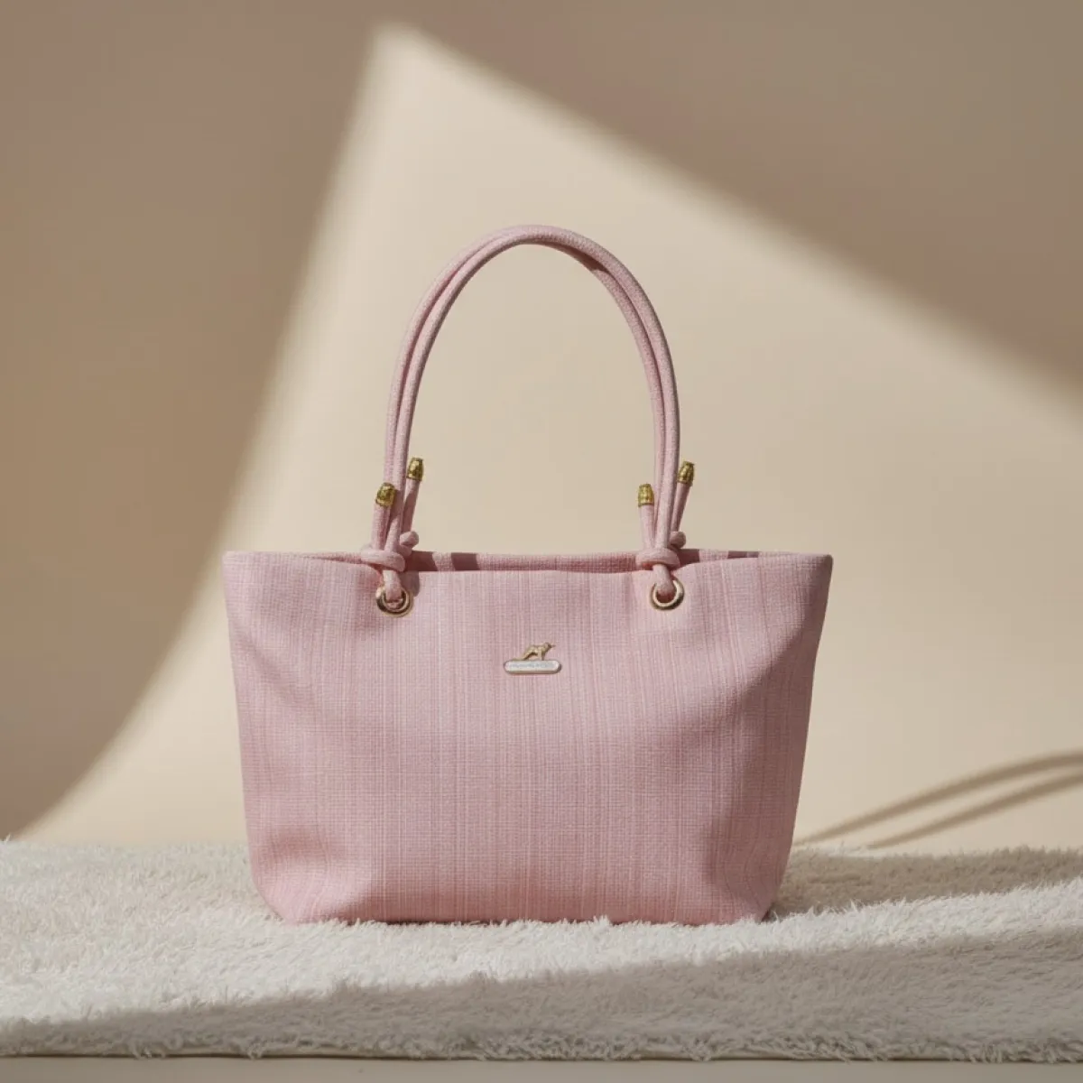 New Style Ribbed Woven Tote with Rope Handles - Image 1