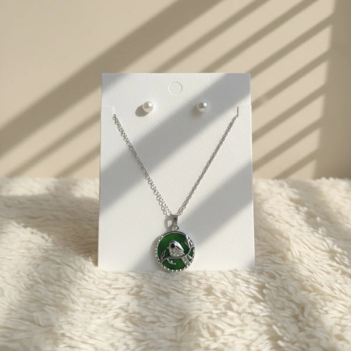 Zodiac Celestial Pendant Necklace with Matching Pearl Stud Earrings Set - Image 1