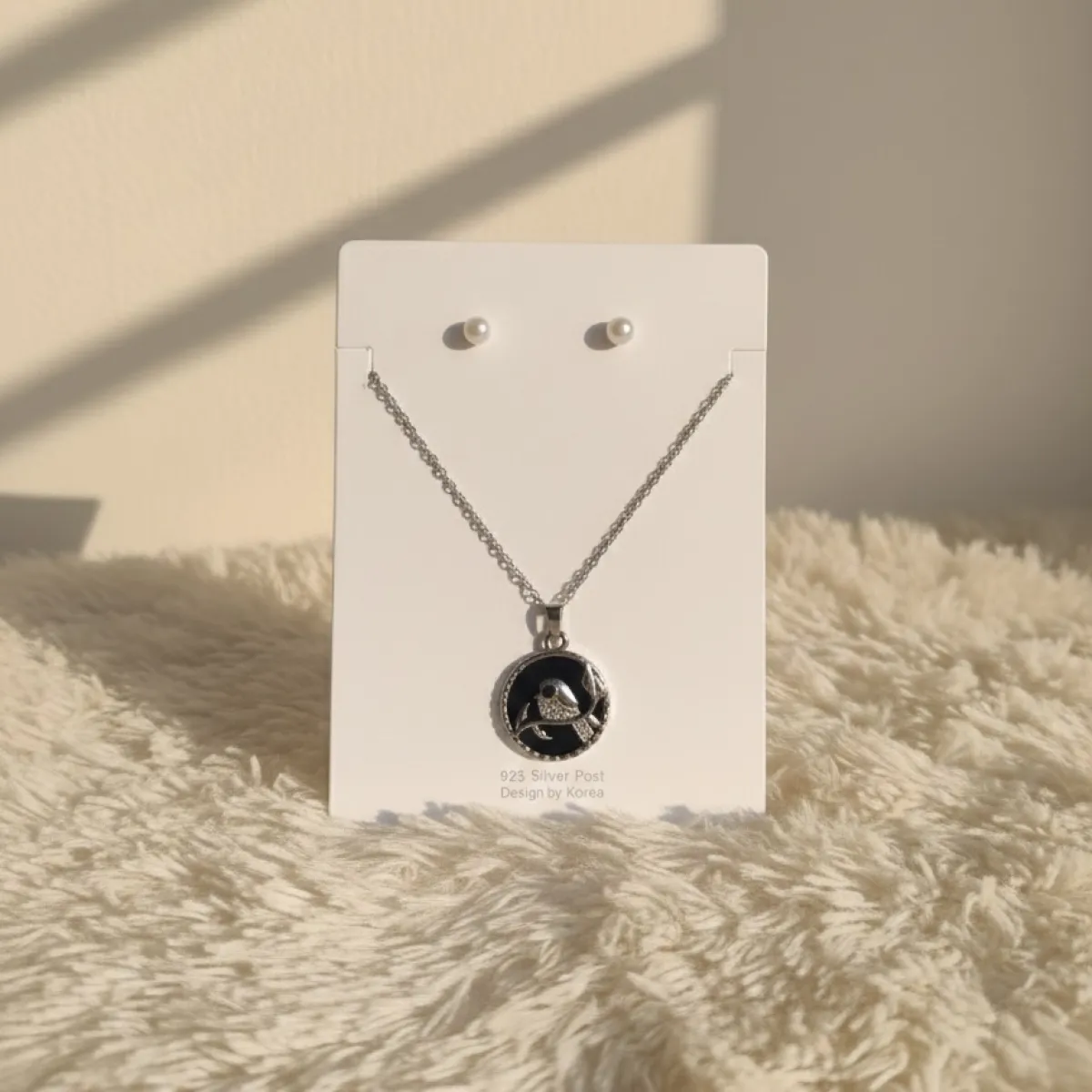Zodiac Celestial Pendant Necklace with Matching Pearl Stud Earrings Set - Image 3