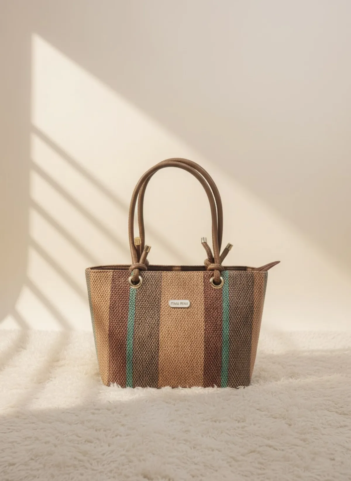 Miu Miu Inspired Striped Woven Tote Bag (Available in 3 Colors) - Image 4