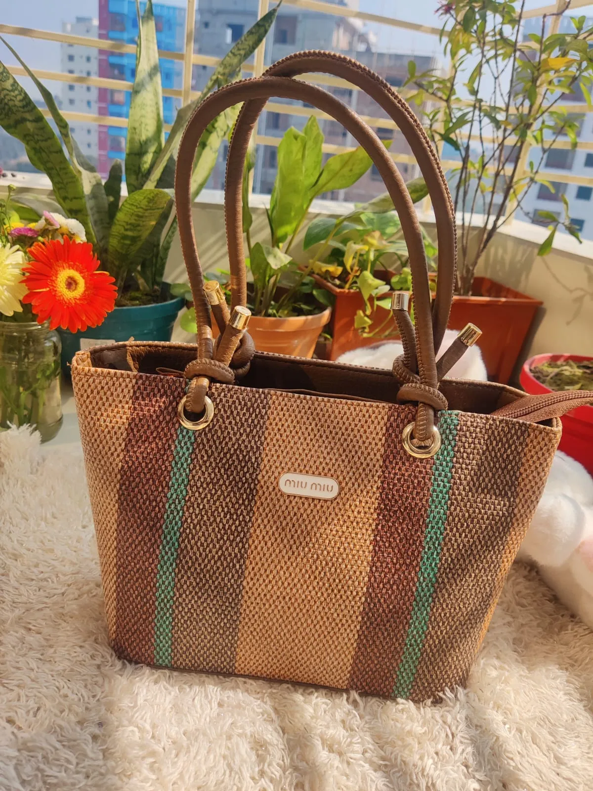 Miu Miu Inspired Striped Woven Tote Bag (Available in 3 Colors) - Image 5