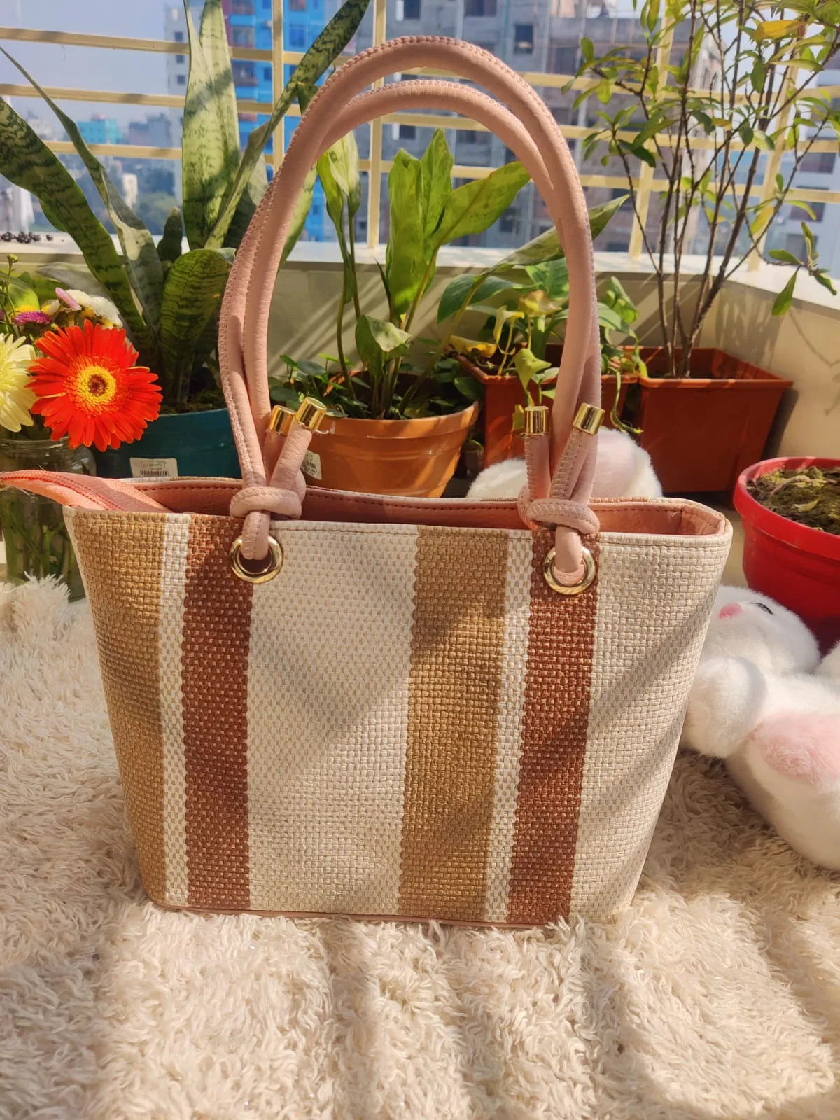 Miu Miu Inspired Striped Woven Tote Bag (Available in 3 Colors) - Image 6