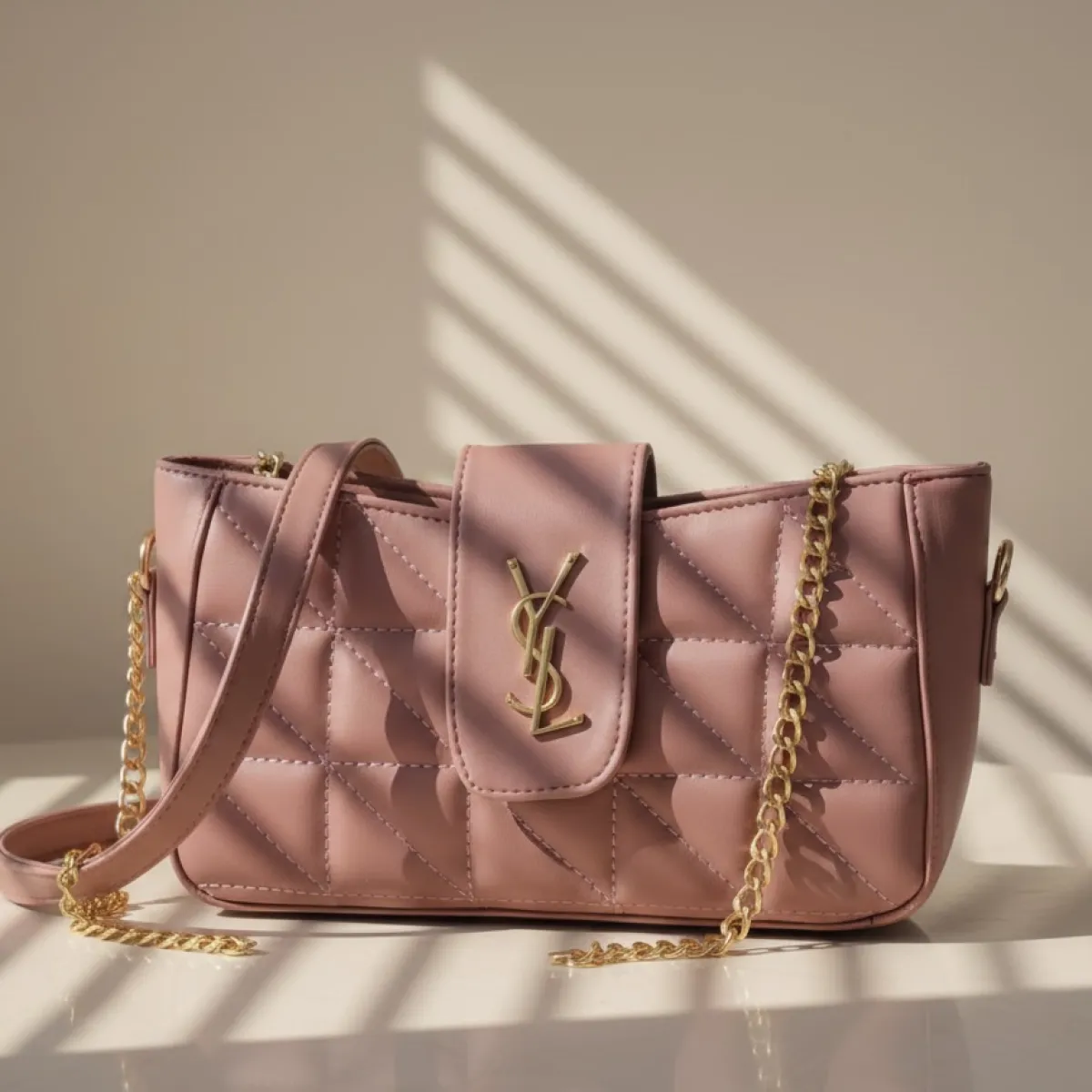 YSL Inspired Quilted Crossbody Bag with Chain Strap (Available in 3 Colors) - Image 1