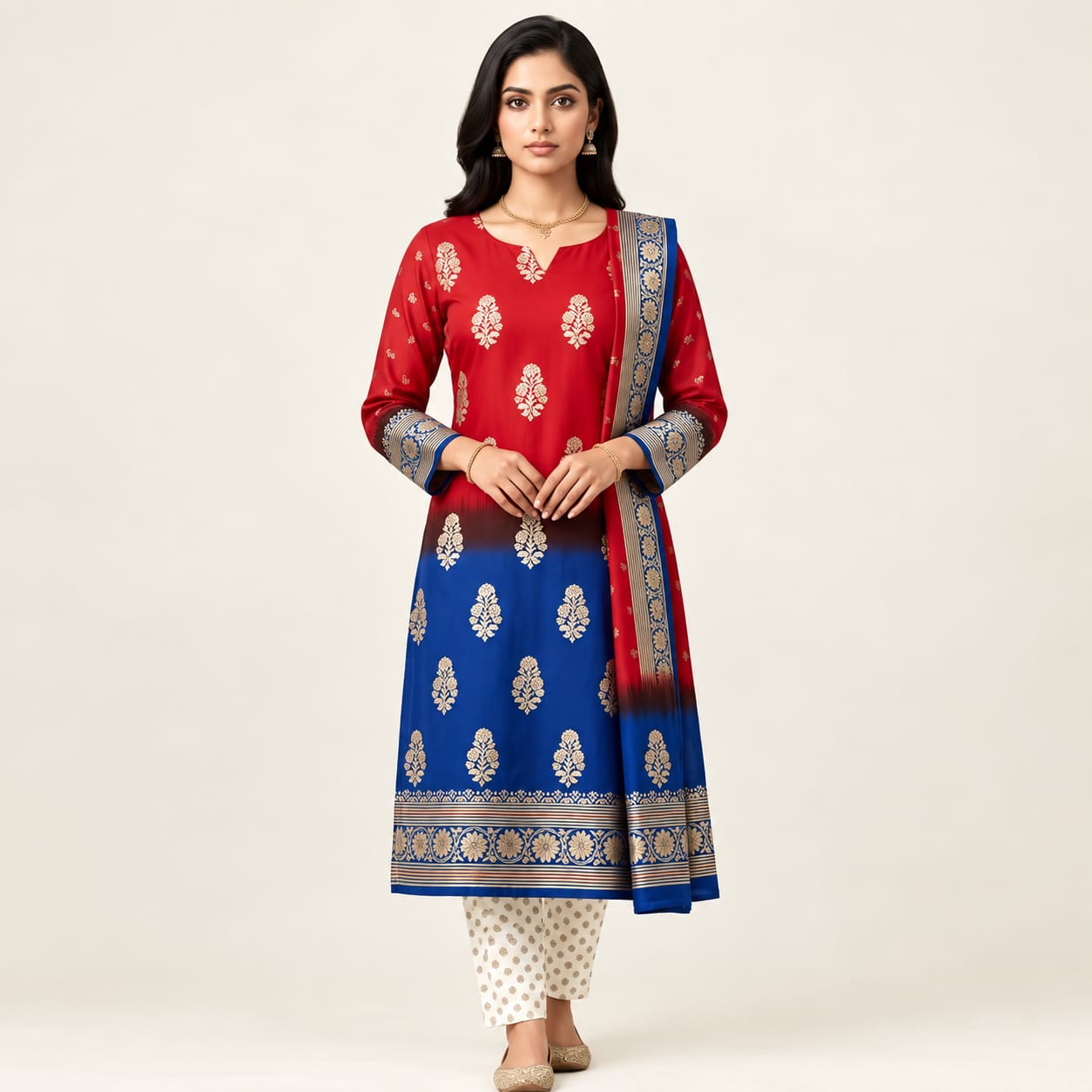 Pure Khadi Cotton Tie-Dye Skin Print Unstitched 3-Piece