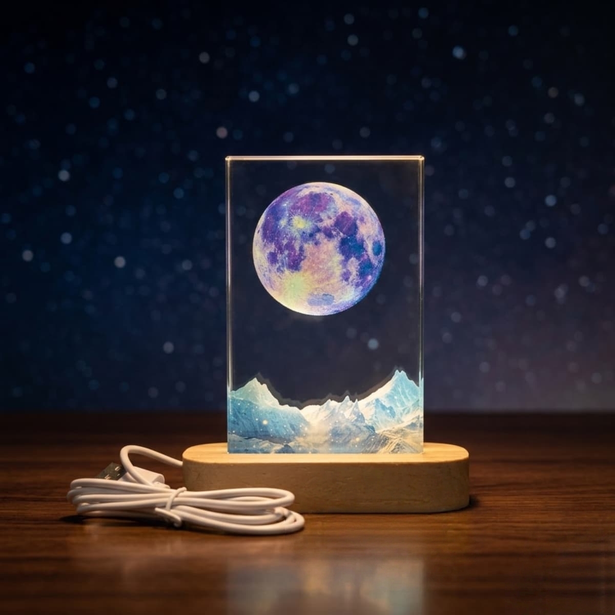 3D moon crystal night light M0014 thumbnail 3