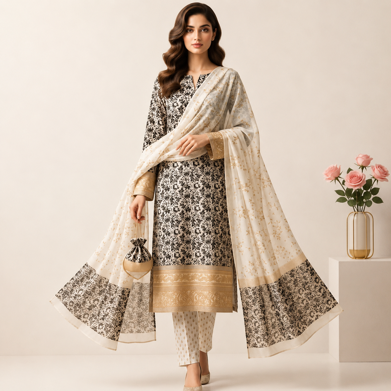 Khaddi cotton skin printed 3pic