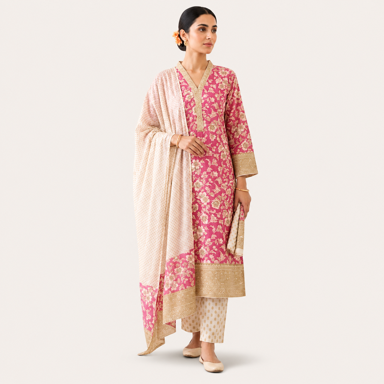 Khaddi cotton skin printed 3pic