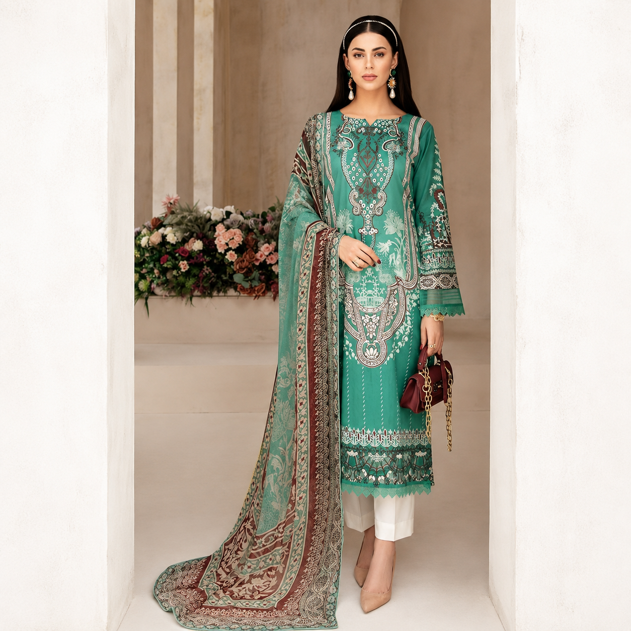 RANG RAZ LUXURY EMBROIDERY  LAWN UNSTITCH 3PIC thumbnail 2