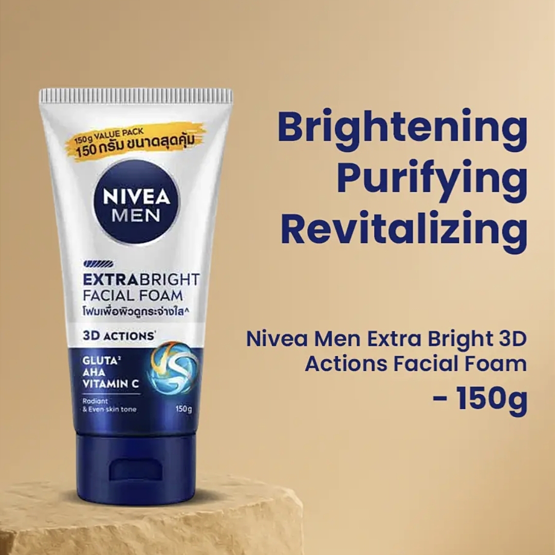Nivea Men Extra Bright 3D Actions Facial Foam - 150g