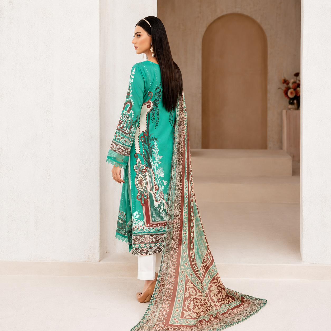 RANG RAZ LUXURY EMBROIDERY  LAWN UNSTITCH 3PIC thumbnail 4