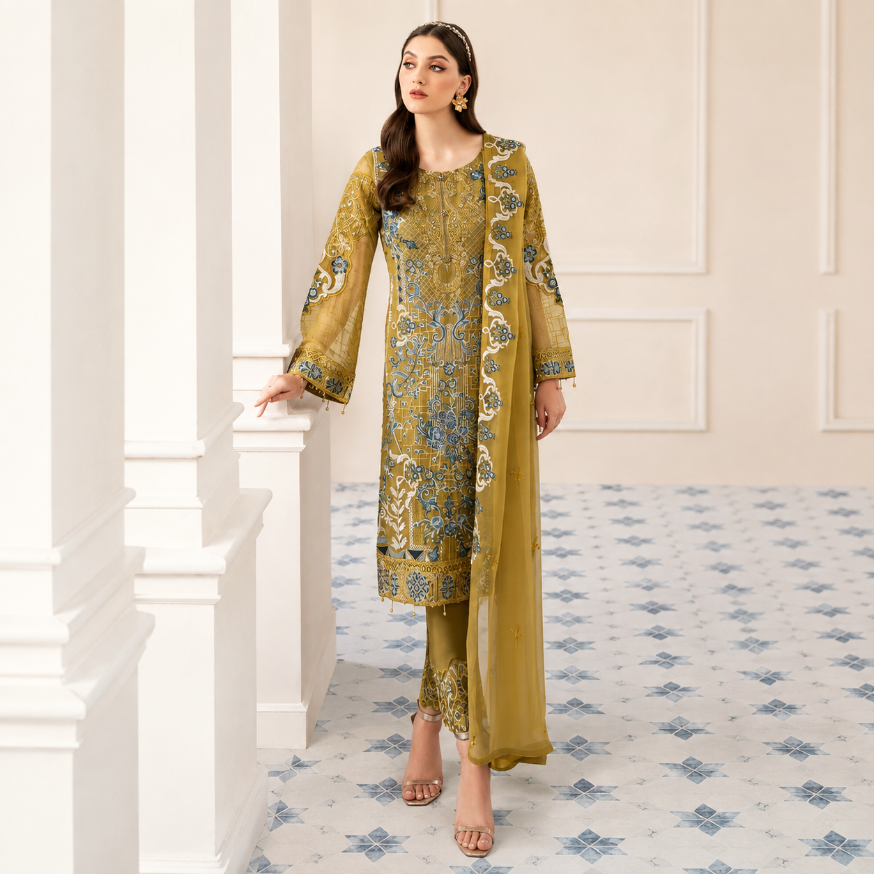 Rangoon by Ramsha Embroidered Chiffon Suits Unstitched 3 Piece Luxury thumbnail 4