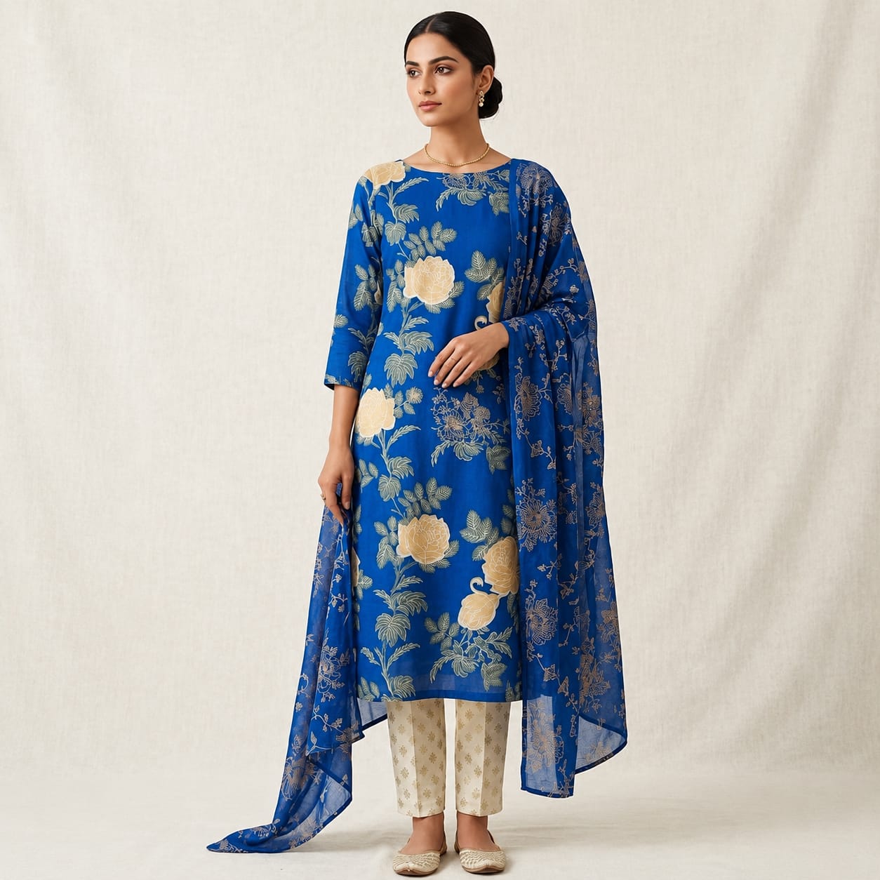 Pure Khadi Cotton Tie-Dye Skin Print Unstitched 3-Piece