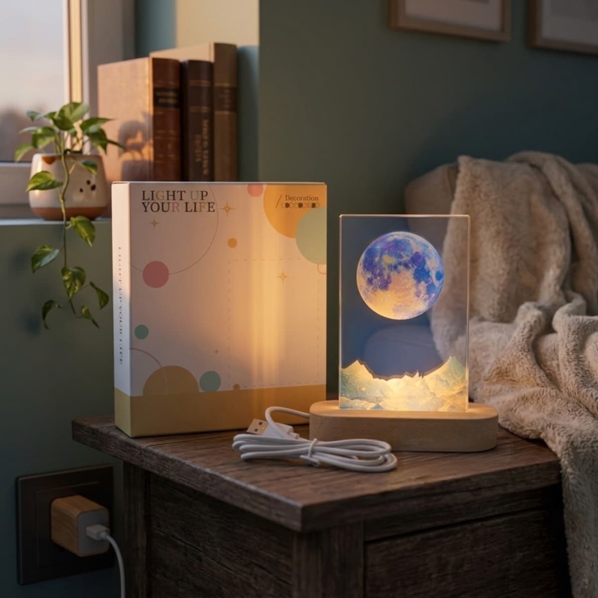 3D moon crystal night light M0014 thumbnail 2