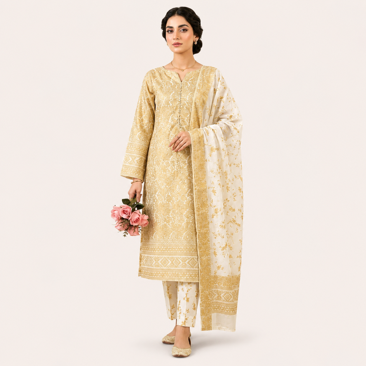 Khaddi cotton skin printed 3pic