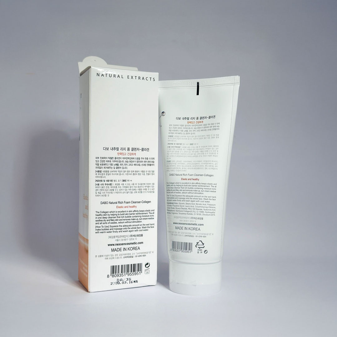 Dabo Natural Rich Foam Cleanser Collagen 180 ml thumbnail 4