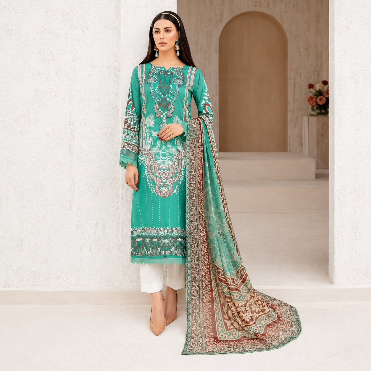 RANG RAZ LUXURY EMBROIDERY  LAWN UNSTITCH 3PIC thumbnail 3