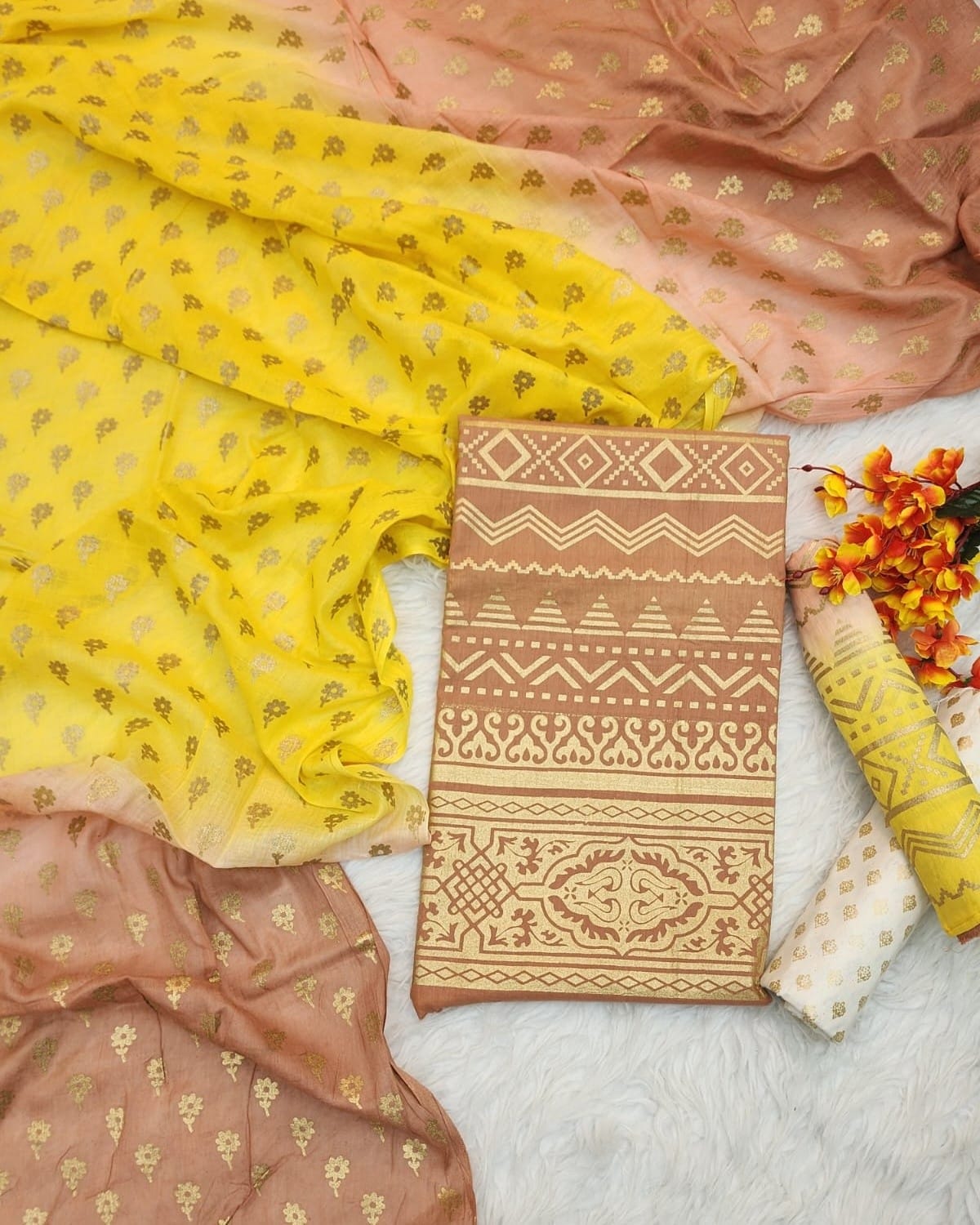 Pure Khadi Cotton Tie-Dye Skin Print Unstitched 3-Piece thumbnail 2