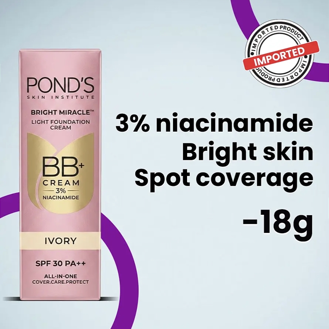 Ponds Ivory SPF30 PA++ All In One Niacinamide 3% BB+ Cream - 18g