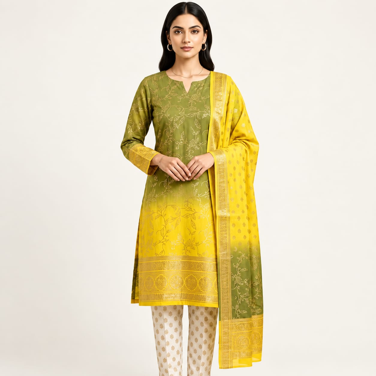 Pure Khadi Cotton Tie-Dye Skin Print Unstitched 3-Piece