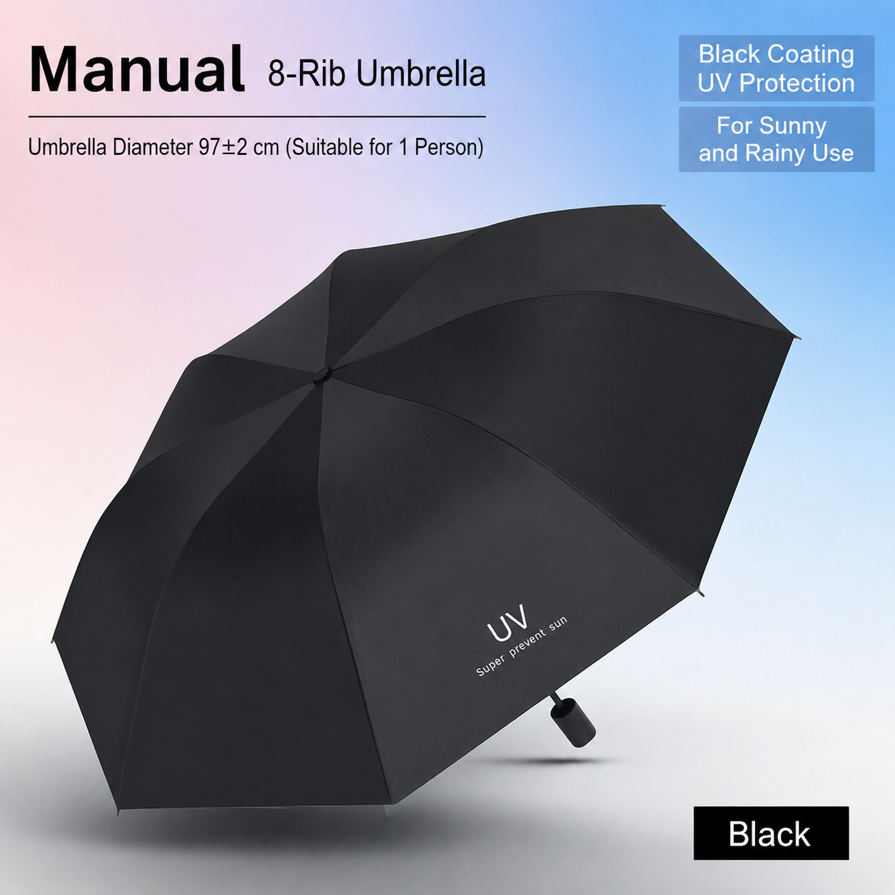 UV Protection Manual Sun & Rain Umbrella for Men and Women