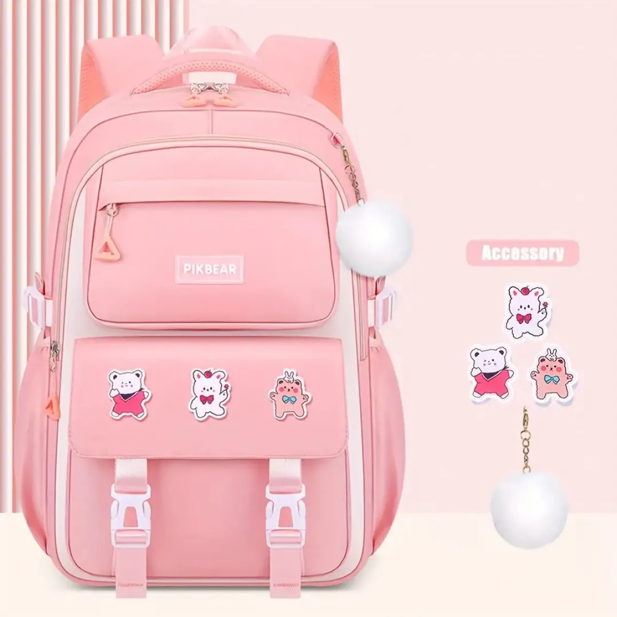 Waterproof school bag(pink)