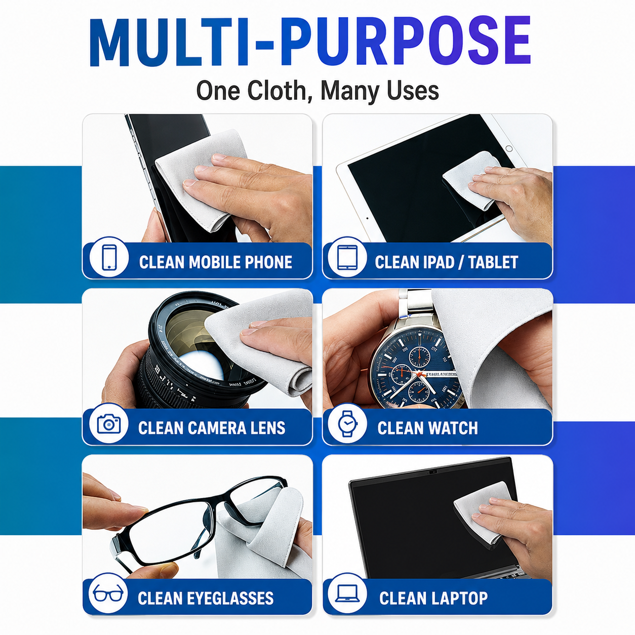 Premium Microfiber Screen Cleaning Cloth for iPhone, iPad, Laptop, Watch & Glasses – Ultra Soft Double Layer Polishing Cloth_img_2
