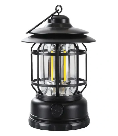 Multifunctional Rechargeable Stepless Dimming Handheld LED Camping Lamp Vintage Portable Lantern