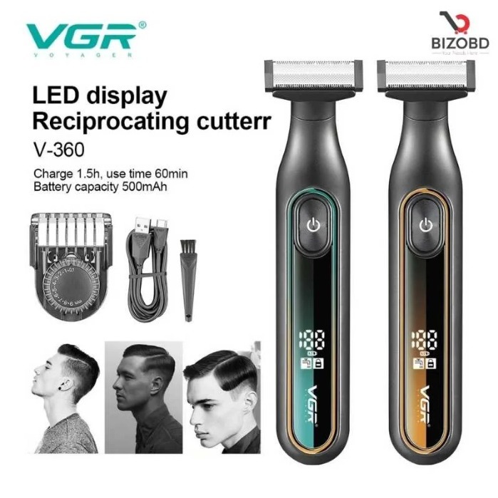 VGR 360 Hair Trimmer Waterproof Household Rechargeable Adjustable Hair Trimmer Full Body Washable Reciprocating Men’s Trimmer