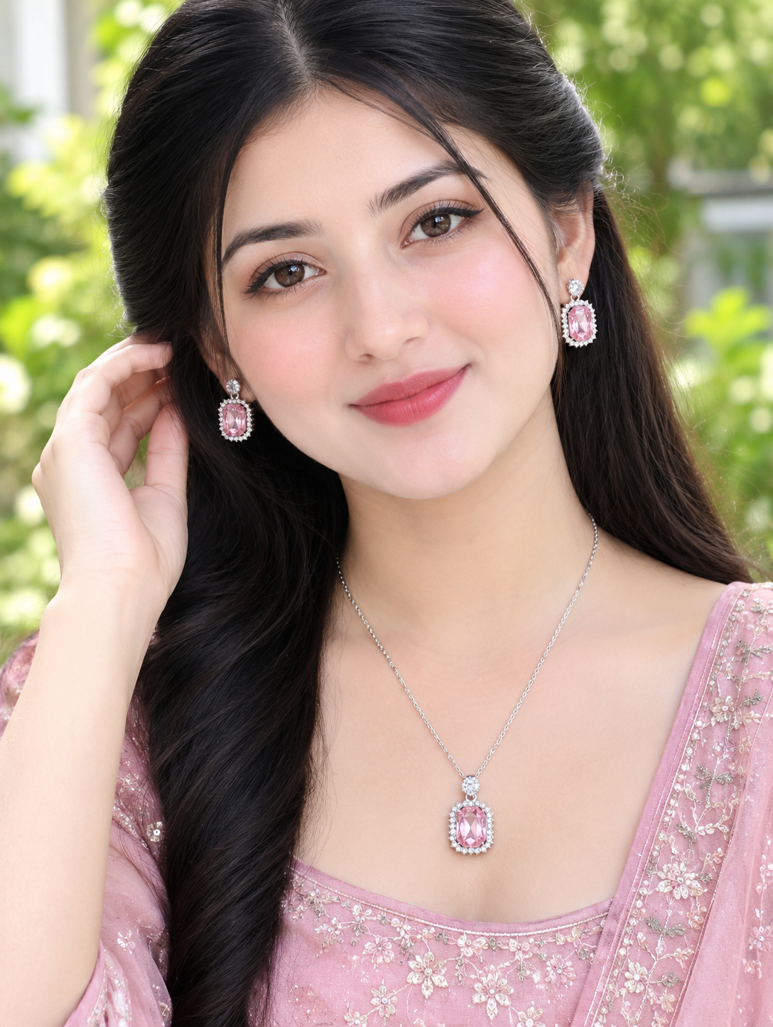 Diamond Curt Necklace + Earrings (PN4)