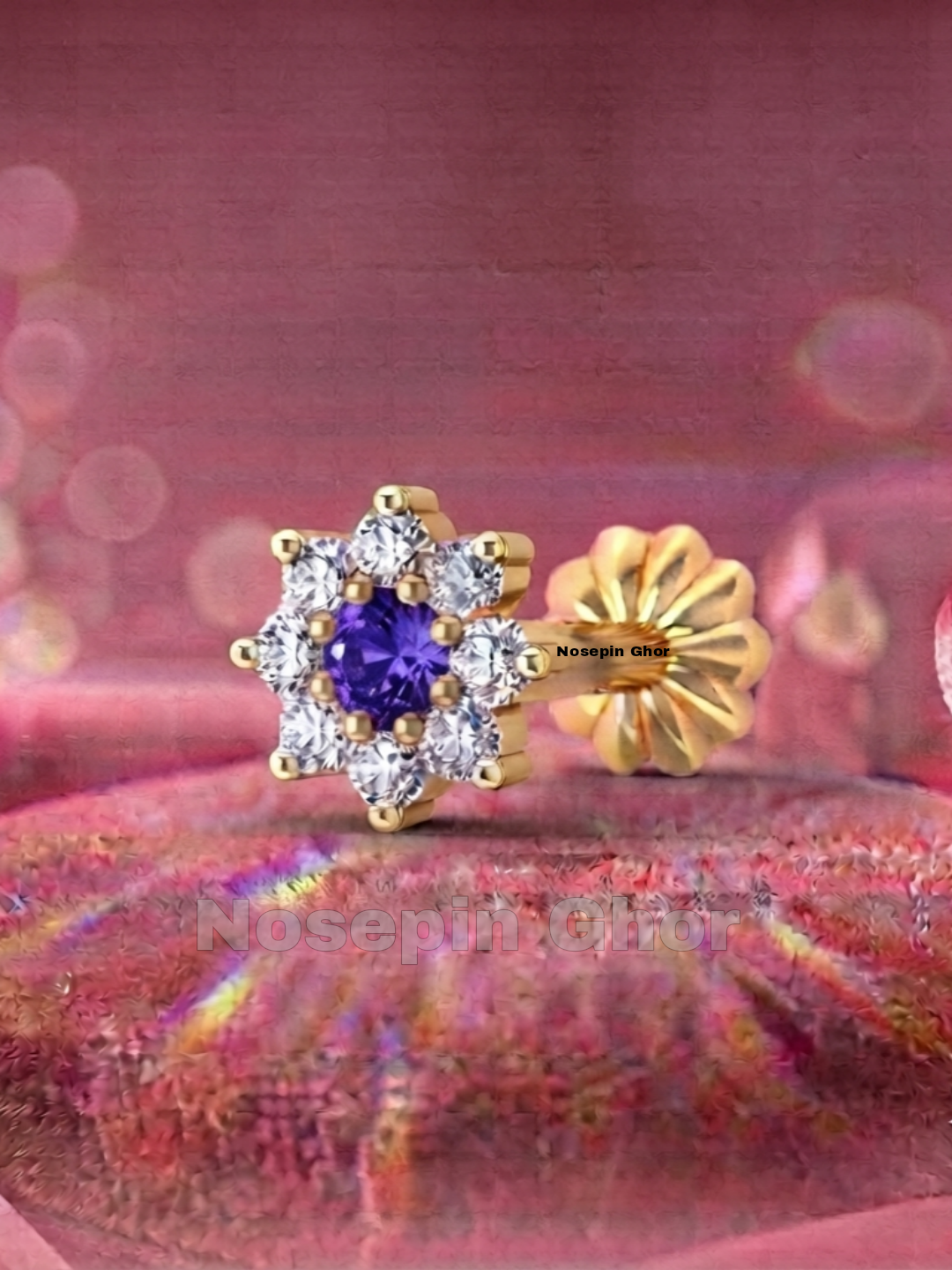 9 Stone Diamond Curt Nosepine  (PL-9)