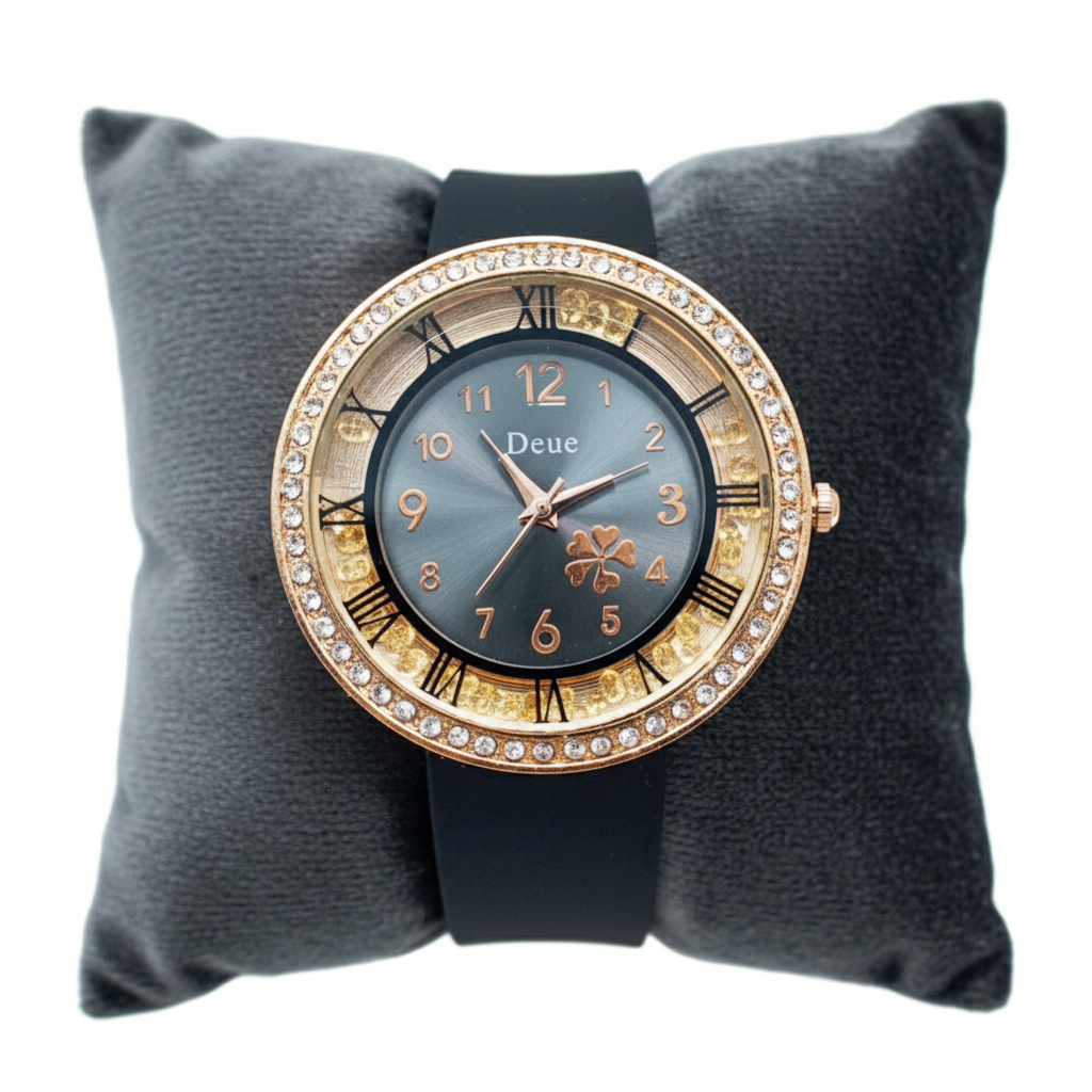 Black Rubber Belt Watch (L9)