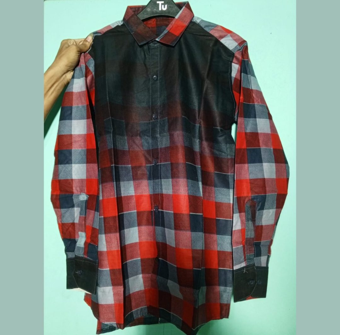 100% Garments cotton shirt (Redblak1)