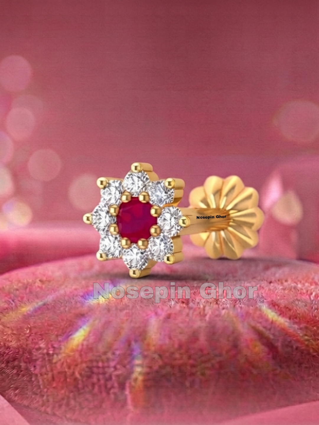 9 Stone Diamond Curt Nosepine  (R-9)